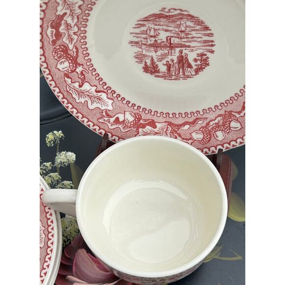 Cup and Saucer Set Memory Lane Pink/White Birthday Wedding Mom Gift Royal USA - Picture 6 of 9